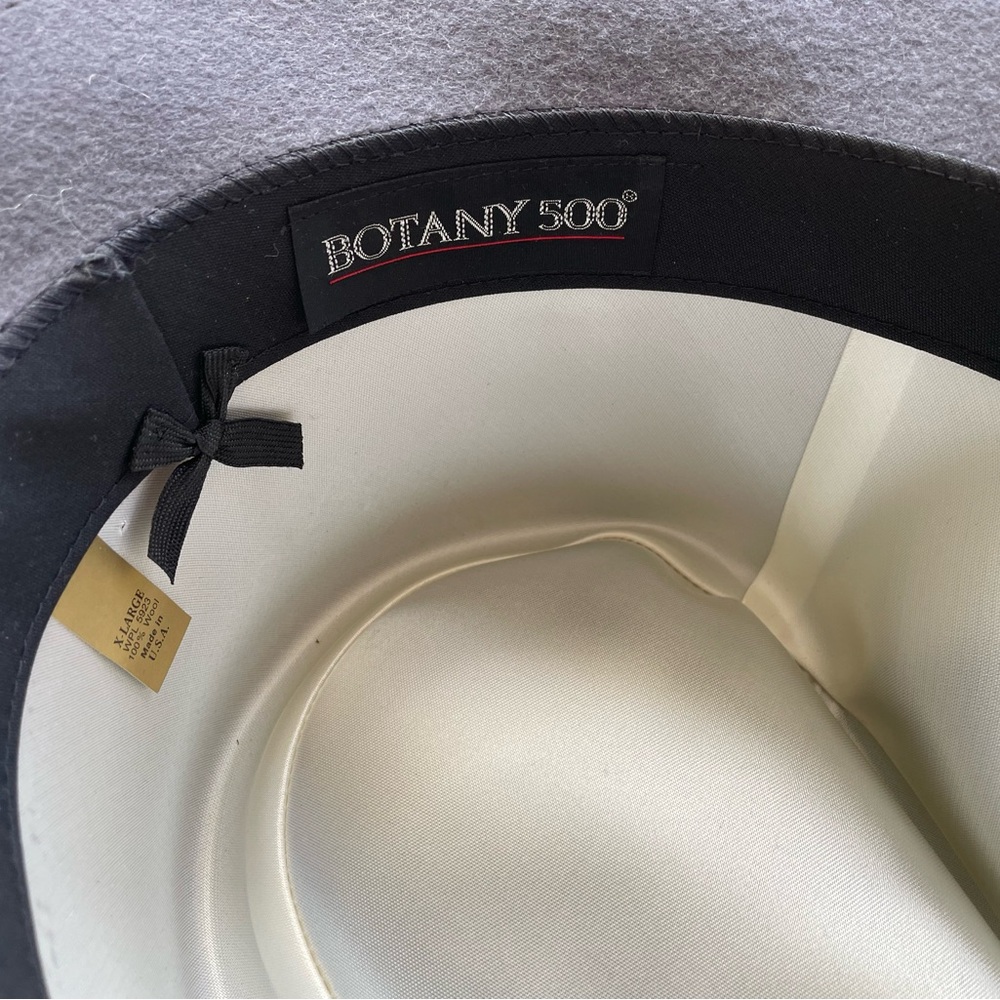 Vintage Botany 500 slate gray 100% wool fedora hat feather accent USA men’s XL - Picture 7 of 12